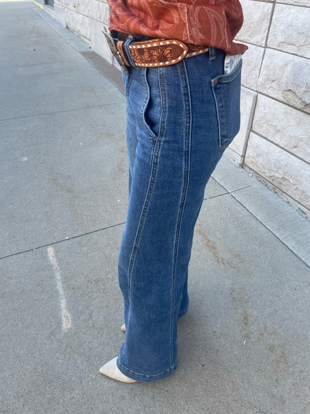 Judy Blue Medium Denim HW Wide Leg Trouser