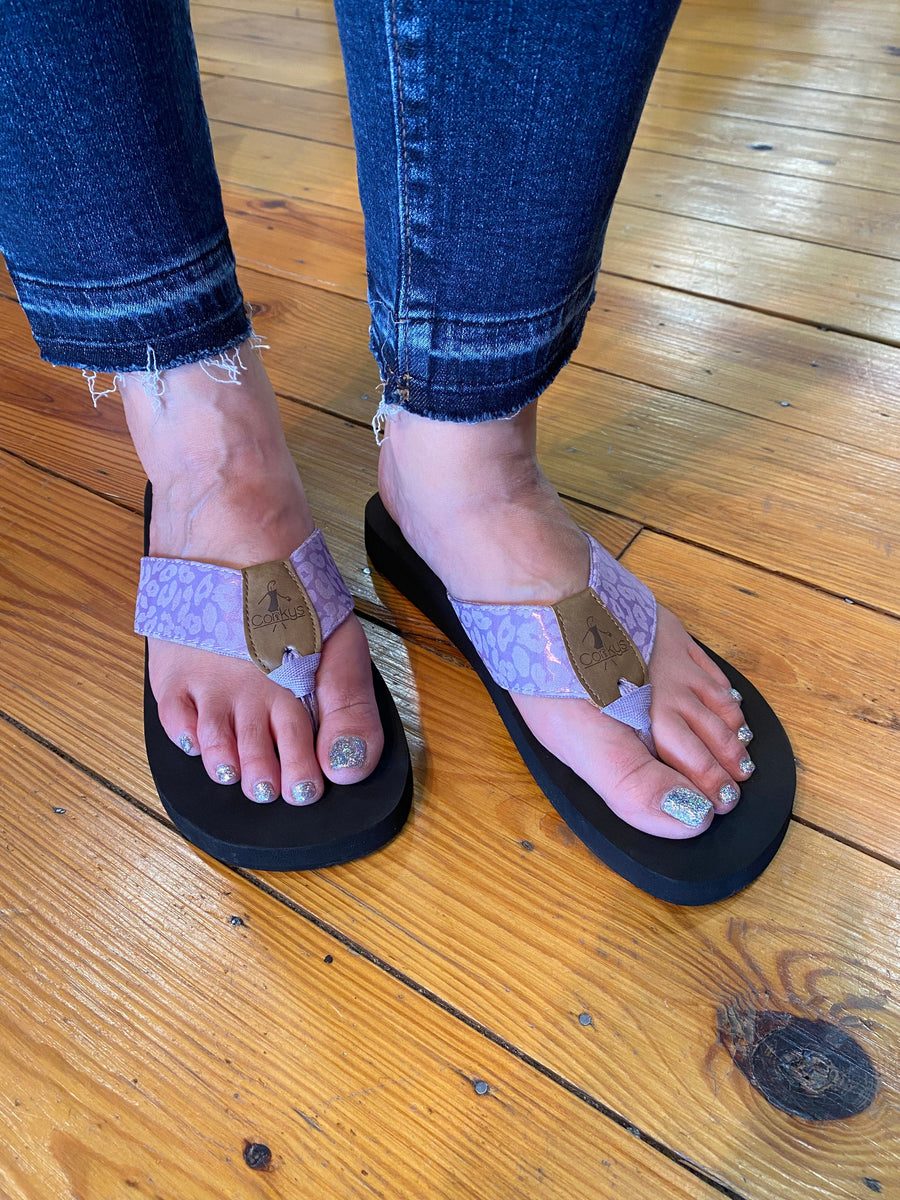 Corkys Ahoy Flip Flops Lavender Leopard The Sparkly Pig