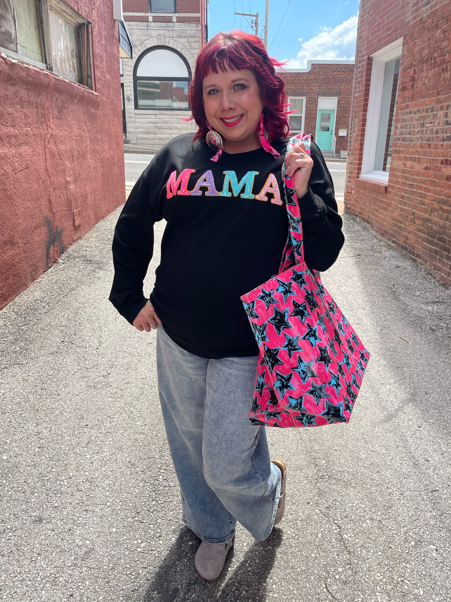 Mama Chenille Sequins Embroidery Sweatshirt