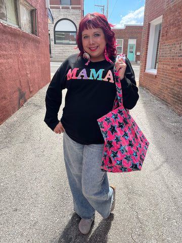 Mama Chenille Sequins Embroidery Sweatshirt