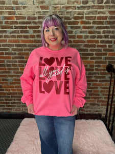 Love Is All You Need Hot Pink Glitter Sweatshirt