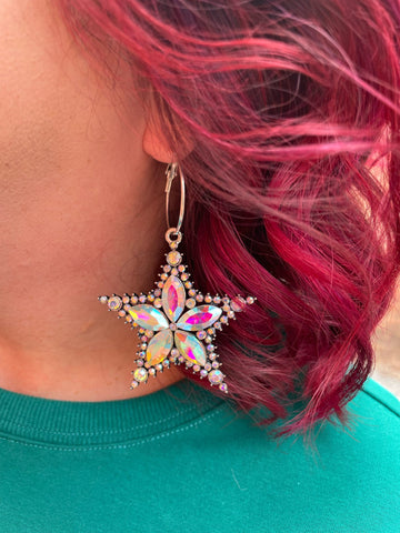 Large AB Star Earrings