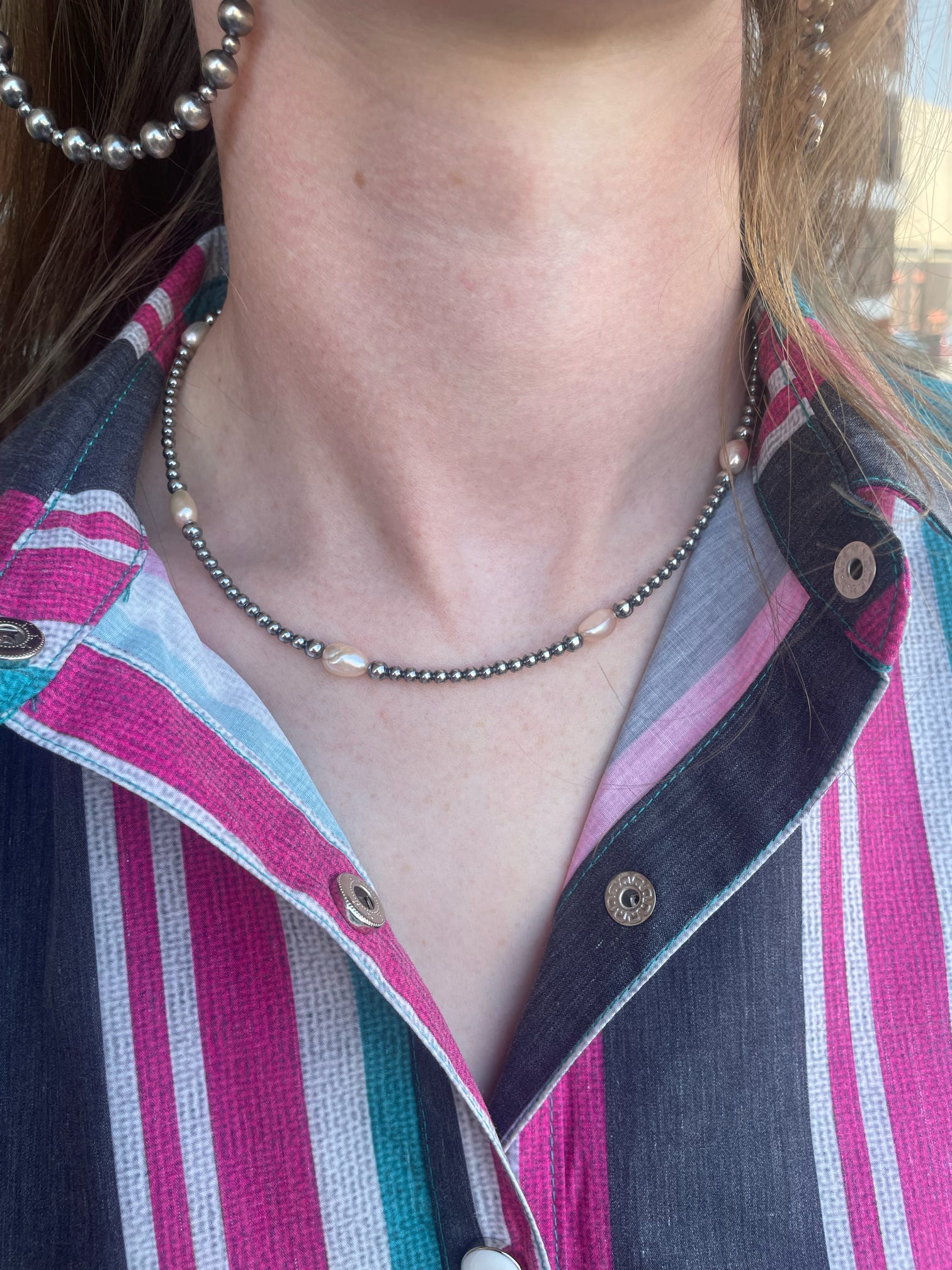 Fresh Water Pearls Choker w/ Sterling Silver Pearls