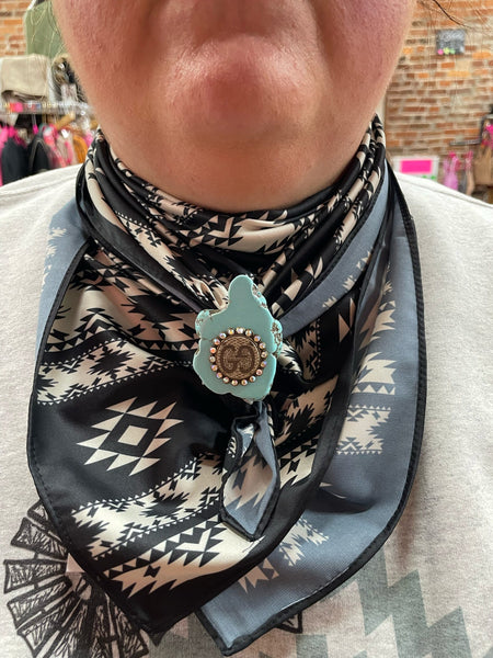 Turquoise Adjustable Slab Ring w/ GG Charm