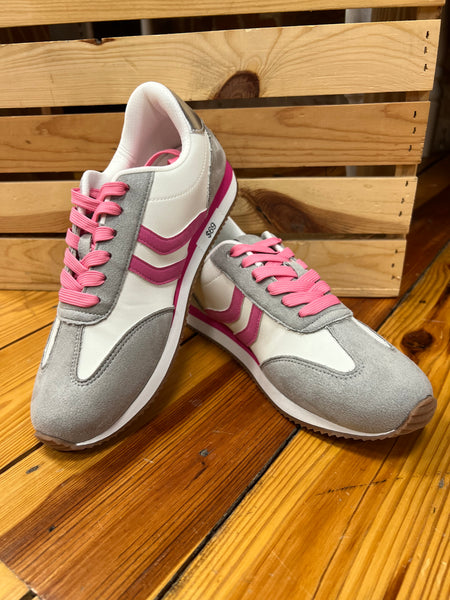 Corkys Kickoff Sneaker Grey Pink Combo