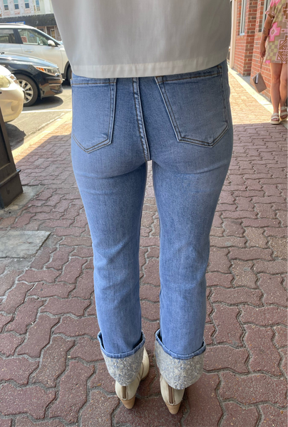 Kreek Embroidered Cuffed Jeans