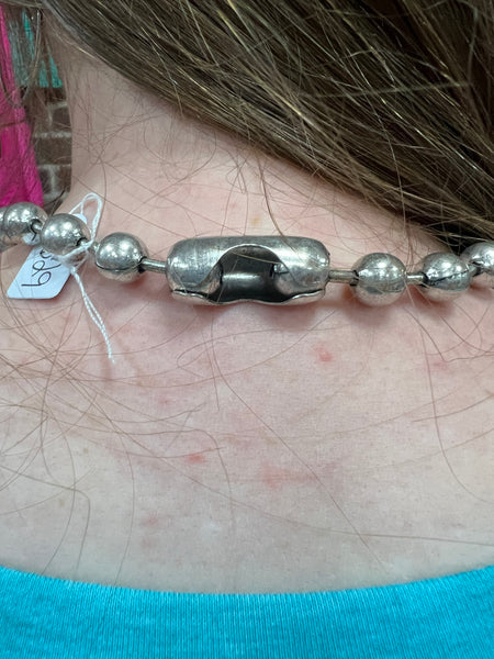 Multi Crystal Charm Necklace on Ball Pearl