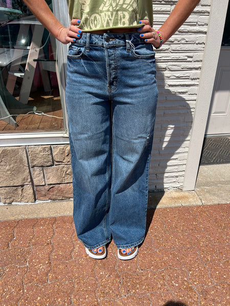 Dark Denim High Rise Wide Leg Jean