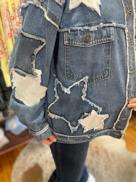 Denim Washed Star Patch Jacket