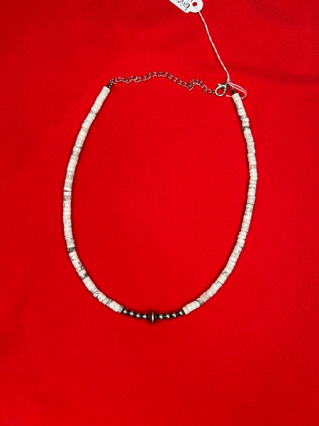 White w/ Sterling Silver Pearls Choker Necklace