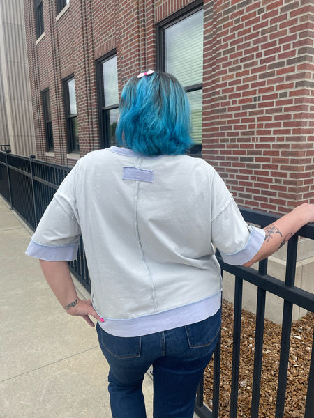 Lt. Blue Short Sleeve Star Patch Top