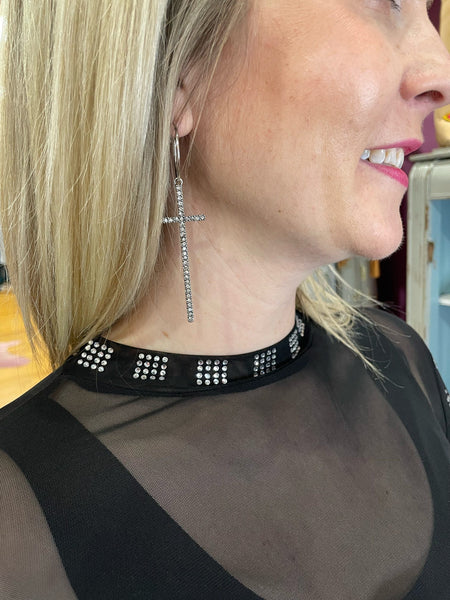 Checked in Black Mesh Top