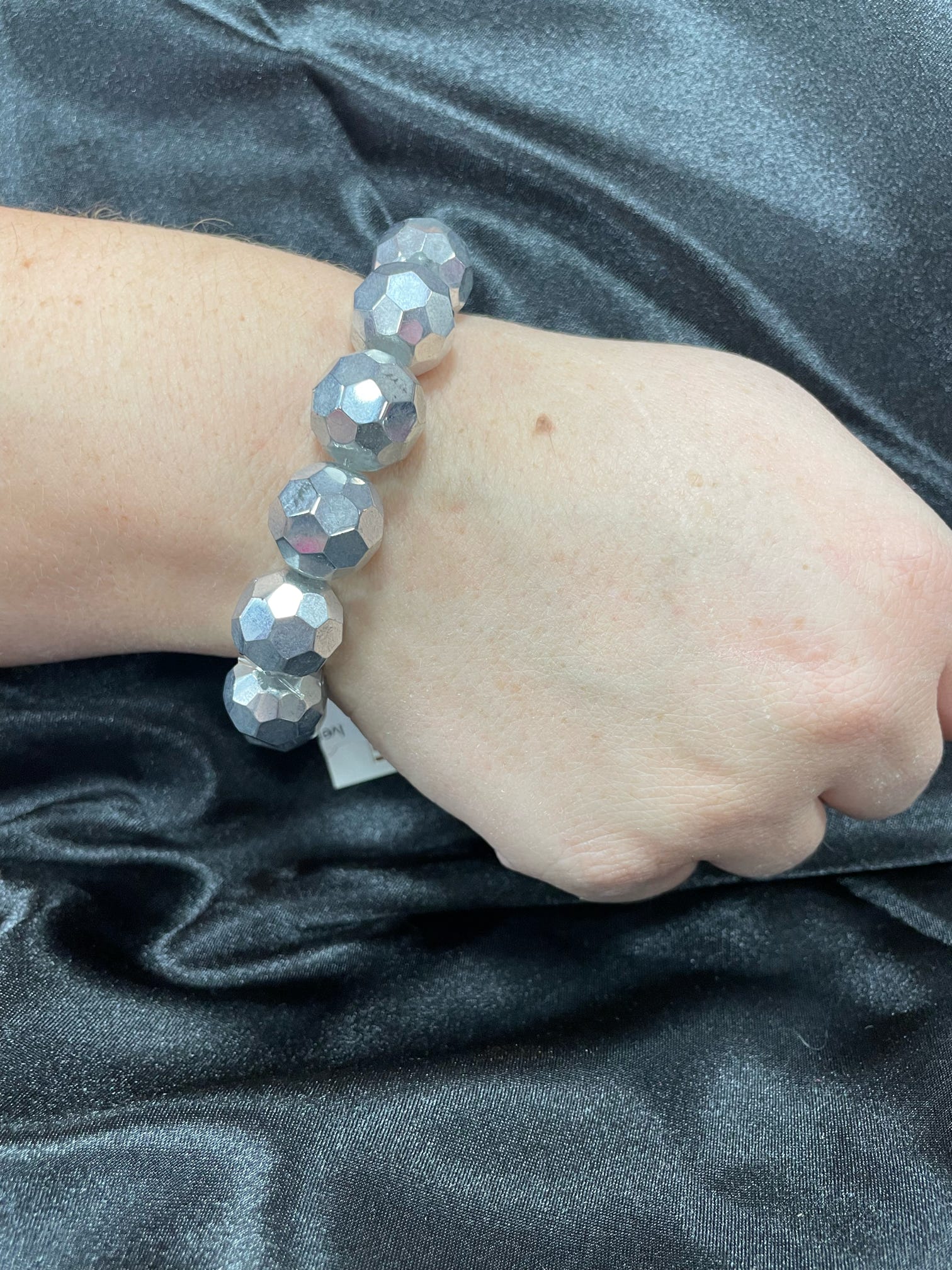 Silver Disco Stretch Bracelet