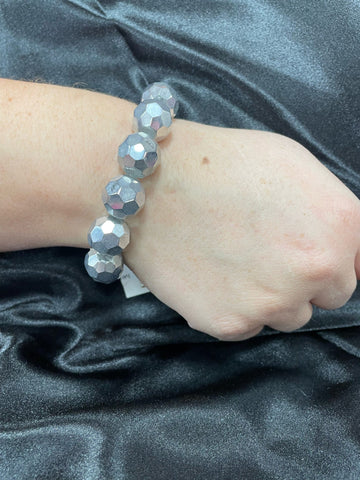 Silver Disco Stretch Bracelet