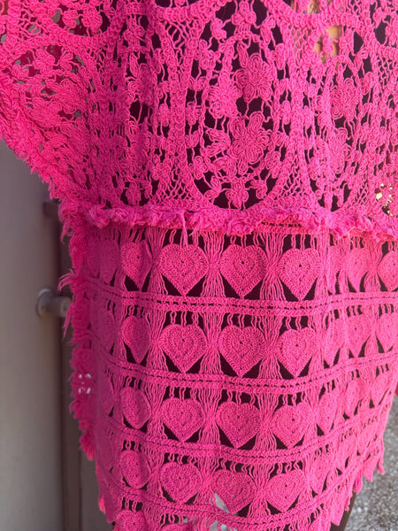Hot Pink Crochet Top One Size
