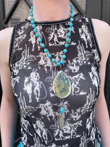 Soldered Turquoise Leather Necklace