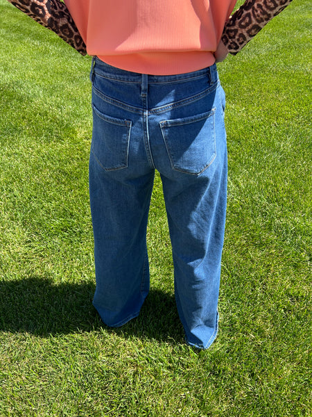 Arosa Super High Rise Pleated Wide Leg Jeans
