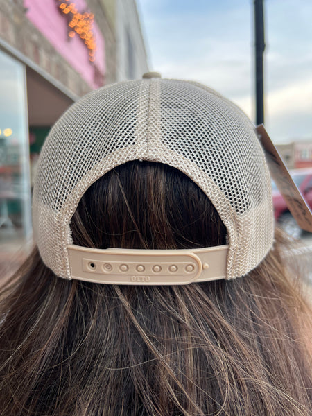 Cream Trucker Hat Leopard Bow w/ Turquoise Stud