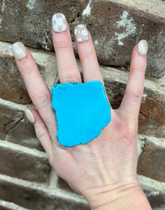 Turquoise Slab Adjustable Ring