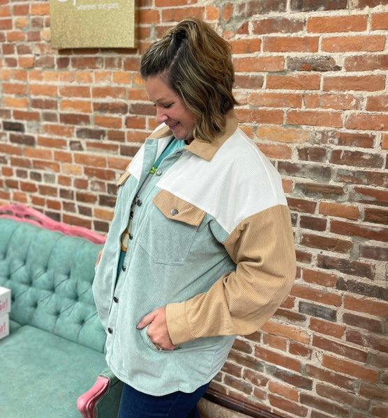 3 Tone Color Block Pocket Corduroy Jacket The Sparkly Pig Jackets
