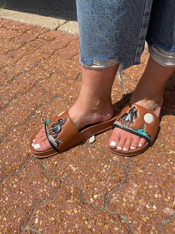 Brown Saddle Bum Slides