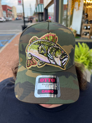 Camo Hat w/ Sequin Bass