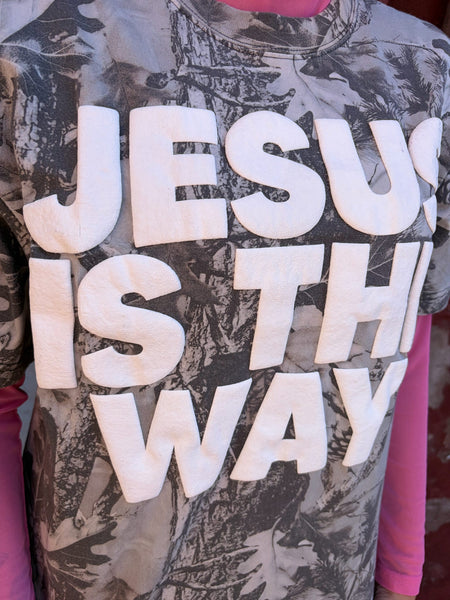 Jesus Is The Way Grey Camo Tee