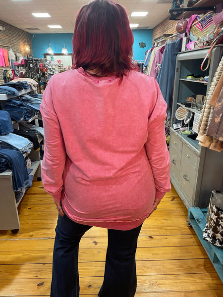 Pink Acid Washed Sweatshirt