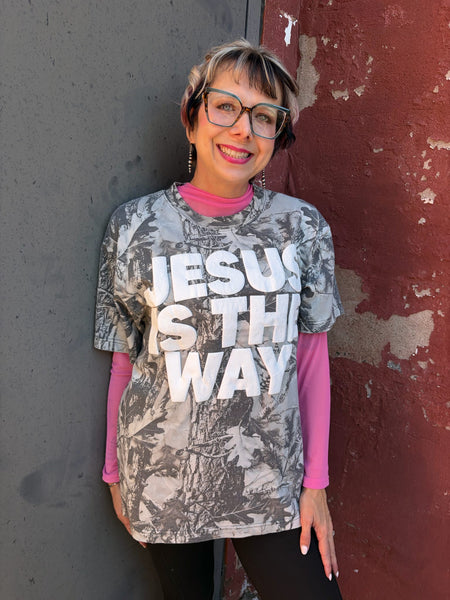 Jesus Is The Way Grey Camo Tee