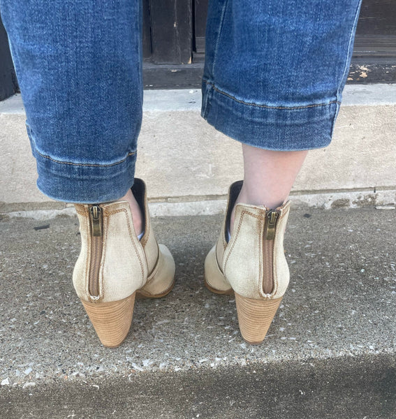 Corkys Smoke Show Washed Beige Denim Boot