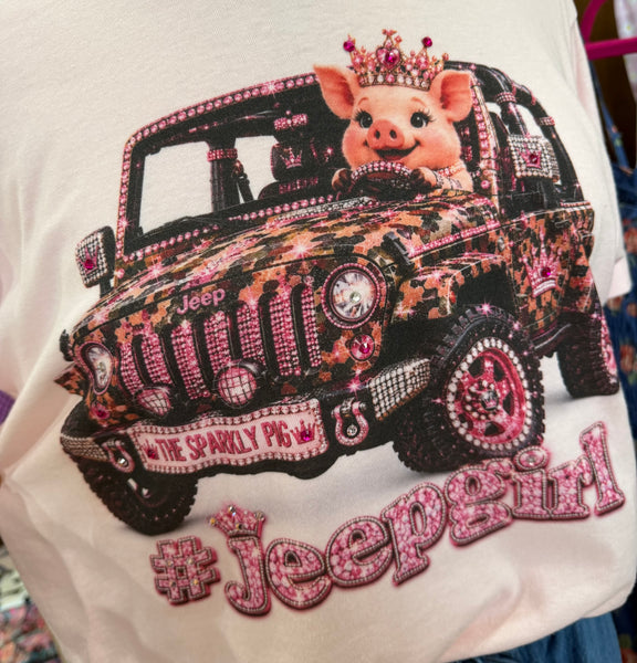 #JeepGirl Tee w/ Pig Driving Jeep