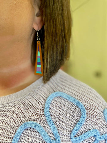 Turquoise/Purple Chunk Dangle Earrings