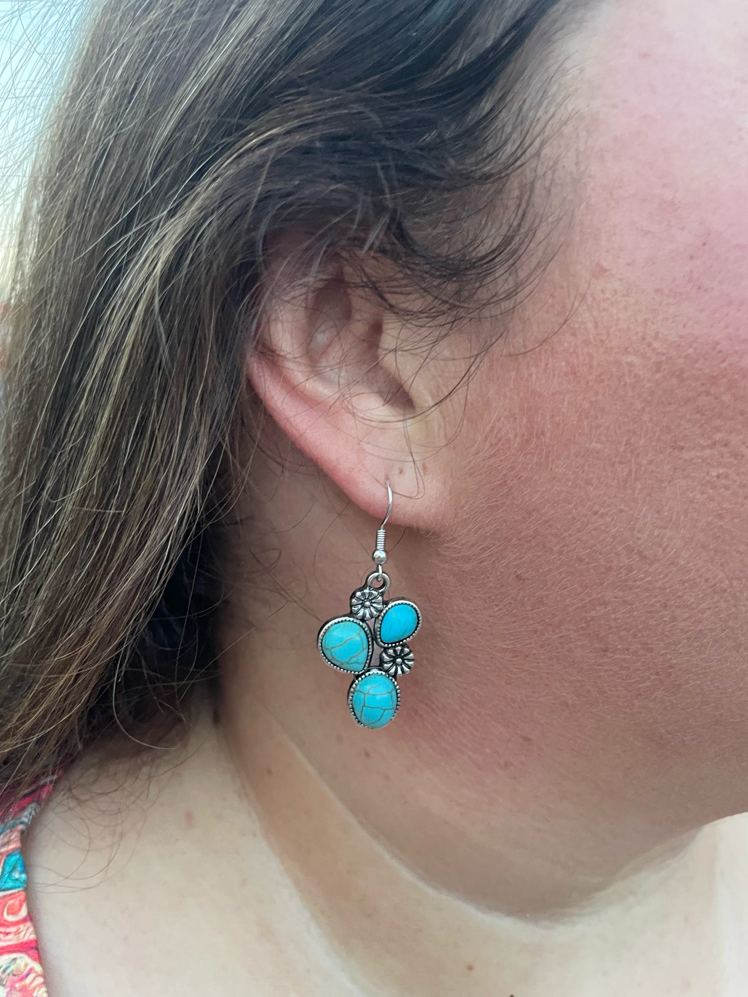Turquoise Cluster Dangle Earrings