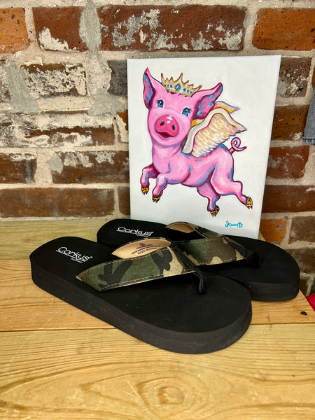 Corkys Overboard Flip Flops Camo