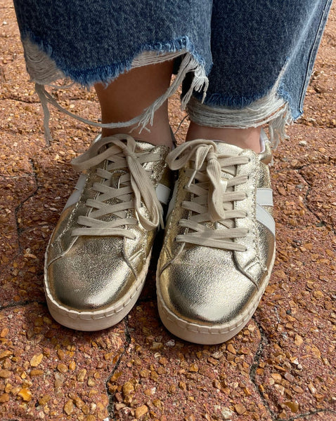 Corkys Friend Zone Sneaker Gold Crinkle Metallic
