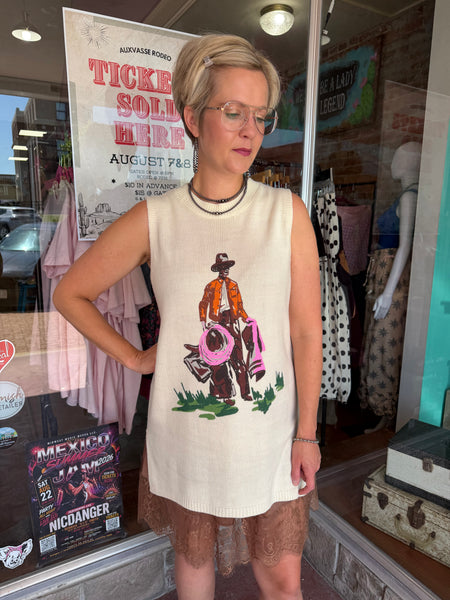 Rogue Rancher Spring Sleeveless Sweater Dress