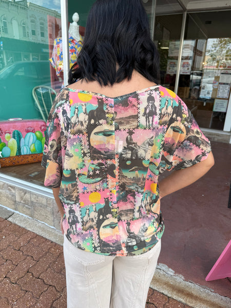 Cosmic Cowgirl Mesh Top