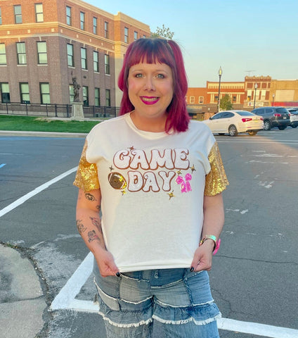 Game Day Sequin Sleeve Tee