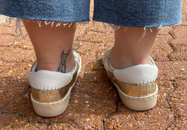 Corkys Friend Zone Sneaker Gold Crinkle Metallic
