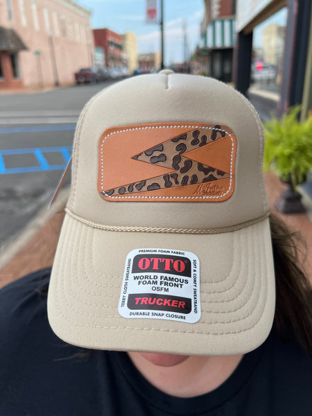 Cream Trucker Hat Leopard Thunderbolt