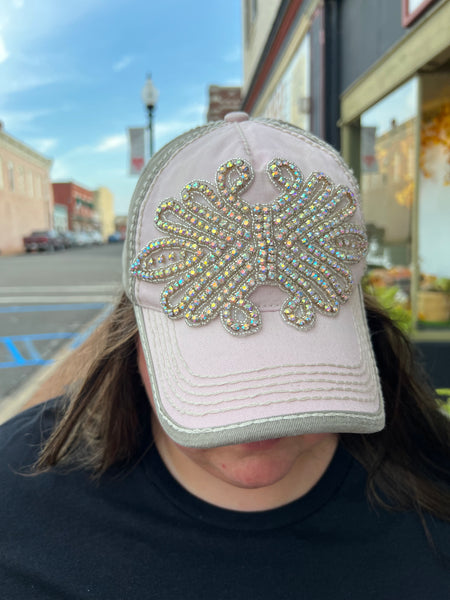 XL Bling Winged Fleurdelis High Contrast Cap grey/white silver/ab