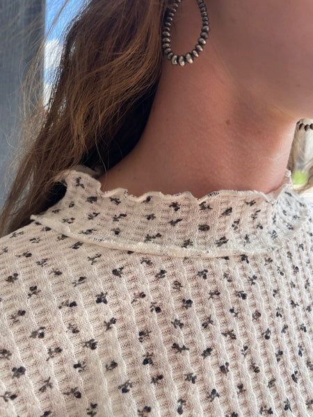 Ivory LS Floral Print Thermal Top