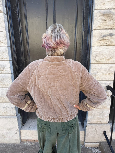 Coffee Washed Quilted Corduroy Jacket
