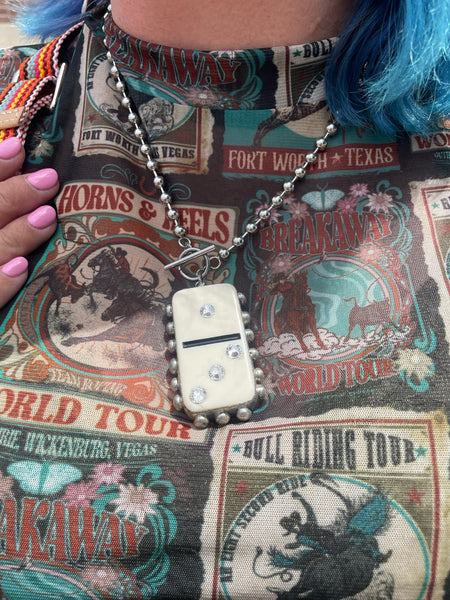 Rhinestone Domino Necklace