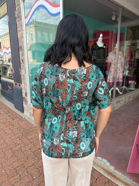 Tattoos In Turquoise Mesh Top