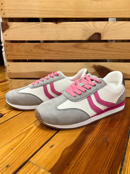 Corkys Kickoff Sneaker Grey Pink Combo