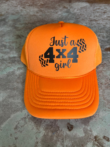 Just A 4x4 Girl Trucker Hat Orange