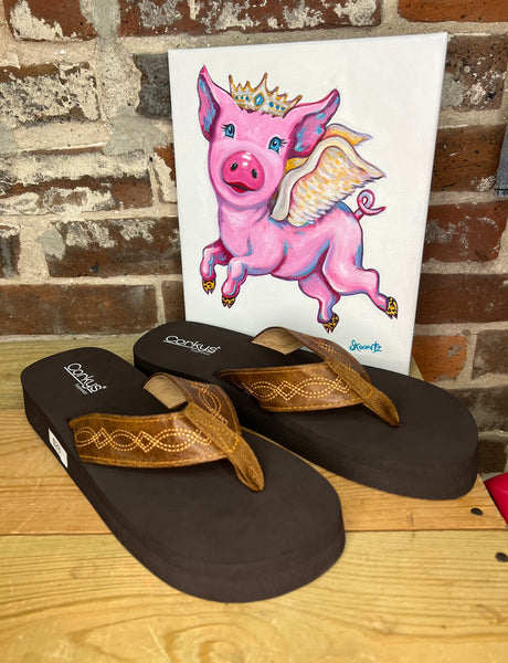 Corkys Overboard Flip Flops Saddle