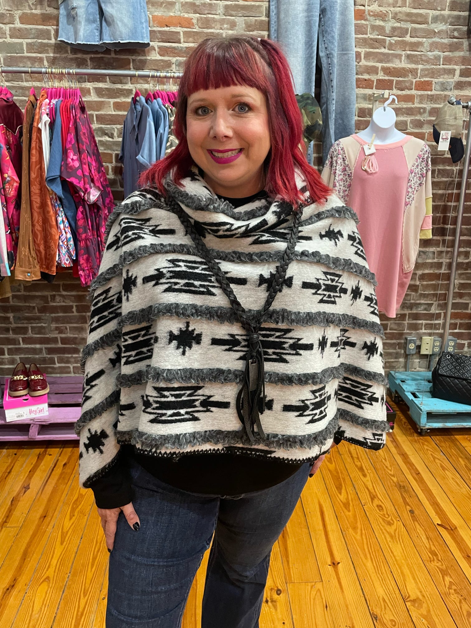 Esker Split Mock Poncho One Size