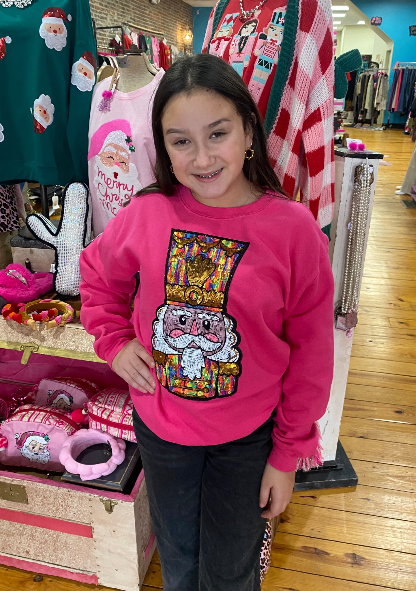 Single Large Nutcracker on Heliconia Fleece